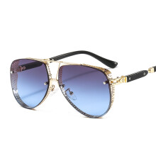 (C6 Gold Frame with Gray Blue Lenses) Herren-Sonnenbrille mit Metallgitter-Akzenten, Modell 2586, Ocean Coated Stylish Shades