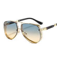 (C7 Gold Frame with Yellow Green Lenses) Occhiali da sole da uomo con inserti in rete metallica 2586 Ocean Coated, eleganti e alla moda