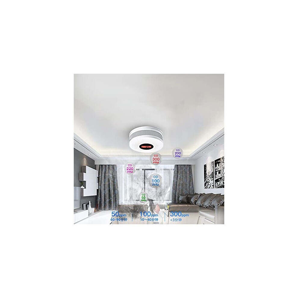 Combination Smoke & Carbon Monoxide Alarm Detector,Dual Sensor Smoke CO ...