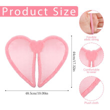 (Little Rabbit Fur Edge Style) Decorazione di San Valentino con ali a forma di cuore e angelo in peluche per feste e spettacoli per bambini.