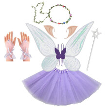 (Purple [6-piece set]) Sammenleggbare fargerike englevinger snøfnugg sommerfuglstil ferierekvisitter for voksne og barn