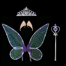 (Purple Light, 60*48cm) Ali di farfalla d'angelo, orecchie da elfo, principesse, fate, costumi per feste, festival e spettacoli di Halloween.
