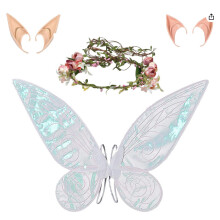 (【Pink】White set) Bunte Schmetterlings- und Engelsflügel für Kinderfeste, Partys und Aufführungen