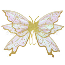 (Gold) Ali di farfalla con glitter, ali d'angelo a cinque colori per decorazioni e oggetti di scena per spettacoli natalizi per bambini.