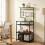 Homcom HOMCOM Freestanding Shelving Unit with 6 Hooks and Wine Rack, Black 8