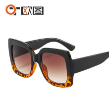 (C10 Black Top Leopard Print Bottom Frame) GroĂźe, rot-grĂĽne, dreifarbige Sonnenbrille fĂĽr Damen mit UV-Schutz, Modell 9004