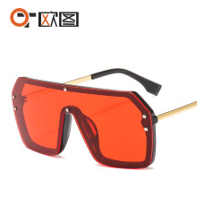(C4 Black Frame with Red Lenses) Occhiali da sole unisex con lenti monoblocco e lettere, modello 6998, personalizzati e alla moda.