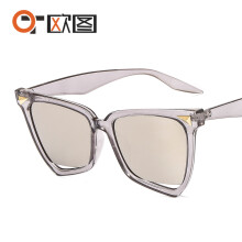 (C5 Transparent Gray Frame with White Mercury Lenses) Personlige leopardpiggede regnbuefargede katteøyne-solbriller 9632 for kvinner