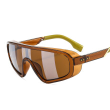 (C3 Brown Frame Green Temples Brown Lenses) F T840 Bunte UV400 Retro-Sonnenbrille mit Wasserzeichen, glamouröser UV-Schutz