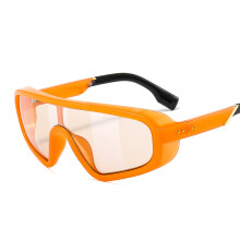 (C9 Orange Frame Black Temples Champagne Lenses) Occhiali da sole retrò F T840 colorati UV400 con filigrana, glamour e anti-UV