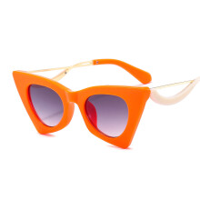 (C3 Orange Frame Double Gray Lens) Cat-Eye-Sonnenbrille mit schlankmachender Wirkung 2815 – Modische Damen-Sonnenbrille ohne Sehstärke