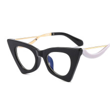 (C9 Black Frame with Transparent Lenses) Cat-Eye-Sonnenbrille mit schlankmachender Wirkung 2815 – Modische Damen-Sonnenbrille ohne Sehstärke