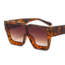 (C5 Leopard print frame with double brown lenses) Metal Square Frame Punk Sunglasses Ins Street Shot Modern Personalized Shades