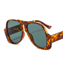 (C53 Leopard frame with G15 lenses) Retro Hip-Hop Frosch-Sonnenbrille 9113, ĂĽbergroĂźe ovale Sonnenbrille fĂĽr Damen und Herren