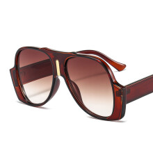 (C4 Tea Frame Double Tea Lenses) Okulary przeciwsłoneczne Retro Hip-Hop Frog 9113, duże owalne okulary dla mężczyzn i kobiet