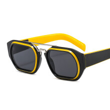 (C1 Black Yellow Frame with Gray Lens) Individuell gestaltbare Retro-Sonnenbrille für Herren im Color-Blocking-Stil – Vintage-Bestseller