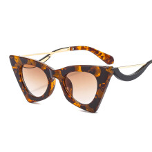 (C4 Tortoiseshell Frame with Double Brown Lenses) Cat Eye-solbriller for slankende selfie 2815 – Mote solbriller uten styrke til dame