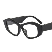 (C10 Black Frame Transparent Lens) Okulary przeciwsłoneczne z geometrycznym wzorem, unisex, mała oprawka, spersonalizowane okulary plano M324