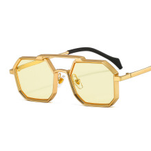 (C7 Gold Frame with Yellow Lens) T22033 Punk Trend Metall-Polygon-Sonnenbrille Unisex INS Style Personalisierte Sonnenbrille