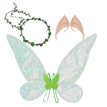 (Green, 60*48cm) Engel-Schmetterlingsflügel-Set Halloween-Elfenohren Prinzessin Feenkostüm Party Festival Bühnenrequisiten