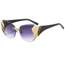(C5 Gold Frame with Gradient Gray Lenses) 9138 – rahmenlose Sonnenbrille im modernen Unisex-Streetstyle mit kantigem Design