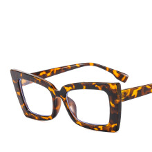 (C12 Leopard Print Frame with Transparent Lenses) Quadratische Cat-Eye-Sonnenbrille 9019 | Farbenfrohe Unisex-Sonnenbrille