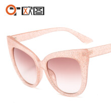 (C6 Champagne Frame Brown Lens) Okulary przeciwsłoneczne Cat Eye 9037, duże oprawki, uniwersalne damskie okulary typu plano