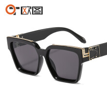 (C1 Black Frame with Gray Lenses) Okulary przeciwsłoneczne Street Style Ins Internet Celebrity Square dla kobiet 9362
