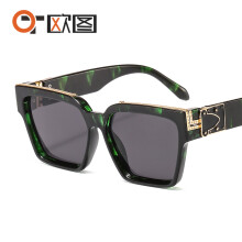 (C3. Green leopard print frame with gray lenses) Street Style Ins Internet Celebrity Square Sunglasses for Women 9362