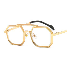 (C9 Gold Frame Transparent Lenses) T22033 Punk Trend Metall-Polygon-Sonnenbrille Unisex INS Style Personalisierte Sonnenbrille