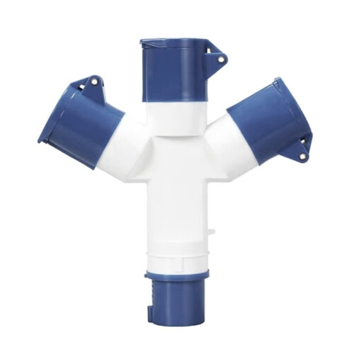 2X Y-Type Industrial Plug IP44 Waterproof 3Pin 16A Multi-Function Three-Way Connector Branch Socket Three-Phase Power 1
