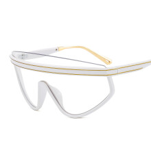 (C12 White Frame Transparent Lens) Overdimensjonerte maskesolbriller i ett stykke, gatestil, livlige detaljer, unisex, trendy solbriller