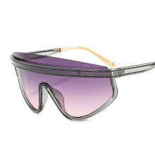 (C10 Gray Frame with Gray-Pink Lenses) Übergroße, einteilige Masken-Sonnenbrille im Streetstyle – lebendige Trendsetter-Unisex-Sonnenbrille