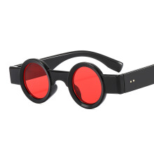 (C3 Black Frame with Red Lens) Okulary przeciwsłoneczne Punk Retro Round JH922 – Uniseksowe, kolorowe, modne oprawki z poliwęglanu
