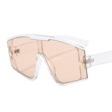 (C2 Transparent Frame with Champagne Lenses) Okulary przeciwsłoneczne jednoczęściowe, duże, unisex, z ochroną UV400 i wiatroszczelnością, 2282
