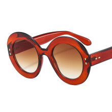 (C4 Brown frame with gradient brown lenses) Round Oversized Off-White Stud Sunglasses for Men & Women, Viral Travel & Fashion Trend
