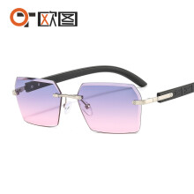 (C6 Silver Frame with Gray Pink Lenses) CT311 Unisex-Sonnenbrille, rahmenlos, farbig, kleiner Rahmen, Promi-Style, Marken-Look
