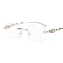 (C16 Silver Frame Transparent Lens) Retro fargerike leopardhode uten innfatning små firkantede solbriller med personlige skjermer 6060