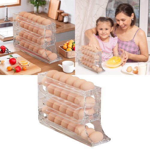 Egg Storage Container 4-Tier Rolling Organizer for 30 Eggs 1