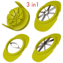 Kitchen Hero, Stainless Steel Heavy Duty Fruit Slicer for Apples, Pears, Mangoes, Tomatoes And More, Featuring Safety Cover And Dishwasher Safe