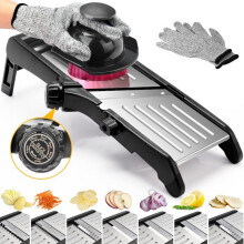 Mandoline Slicer, 7 in 1 Stainless Steel Vegetable Cutter, Adjustable Mandoline Food Slicer for Potato, Onion, Cucumber, Cabbage, Send Cut Proof
