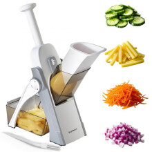 Safest Mandoline Vegetable Slicer/Chopper, Potato Chip Cutter, Multifunctional Veg Chopper with 4 Cutting Modes to Slice, Dice, Chop,
