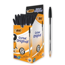 BIC Cristal Original Smudge Free Ballpoint Pens, Ideal for School, Black, Medium Point (1.0mm), Pac