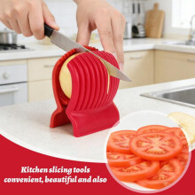 Multiuse Slicer Holder with Firm Grip Ergonomic Dividers Design for Precise Cuts Slicing Shredding Tomatoes Lemons Potatoes Round Fruits Vegetables