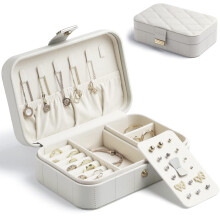 Elegante Schmuckschatulle für unterwegs Tragbarer Reise-Organizer Grau — schmuckschatulle, reiseetui schmuck, schmuckorganizer grau, kunstleder pu