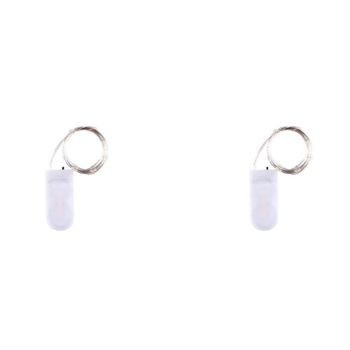 2X LED Button Light String Button Battery Box Waterproof  Firefly String Lights with Flexible Silver Wire
