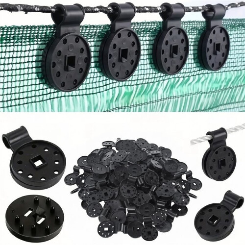 100PCS Black Plastic Net Clips - for Shade Cloth & Garden Netting Fixing 1