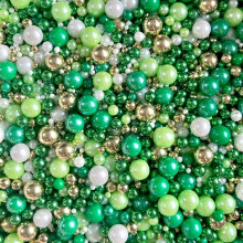 Green white gold metallic sprinkles edible pearls cupcake cake toppers biscuits ball mix pearls wic