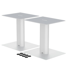 suptek Desktop Speaker Stands Mount Set 256mm for Bookshelf Speakers Bracket, 240 x 210mm Metal Tray, Compatible with 5” to 7” Speakers, White SDM