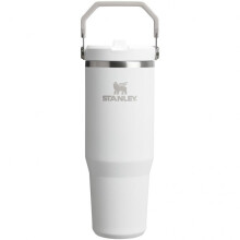 (Coral) IceFlow Flip Straw 2.0 Tumbler 0.89L White, Foldable Handle, Leak-Proof Flip Straw Lid, Vacuum Insulated Stainless Steel